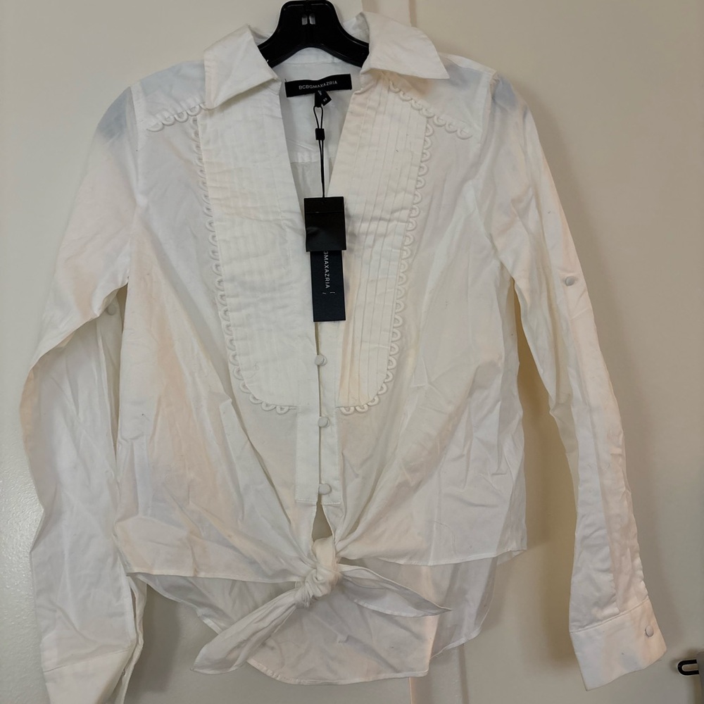 BCBGMaxAzria Elegant White Button-Down Blouse